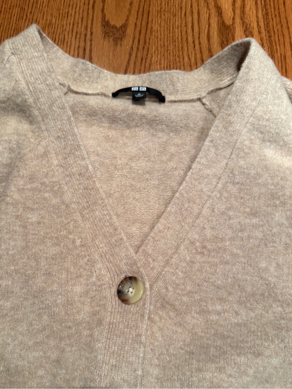 Women's Beige V-Neck Button Sweater